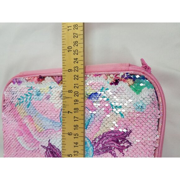 Unicorn Mermaid Pink Reversible Sequin Insulated Lunch Bag For Girls - Picture 9 of 9